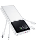 Portable Charger with Built in Cable - 20000mAh Fast Charging 22.5W Slim Power Bank USB C LED Display Travel Battery Pack 5 Outputs & 3 Inputs for iPhone Samsung Android iPad Phones Tablets etc