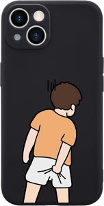 Wihytec Funny Boy Phone Case for iPhone 12 Silly Case Cover Liquid Silicone Soft Gel Rubber Durable Matt Phone Cover with Microfiber Lining Protective Cover