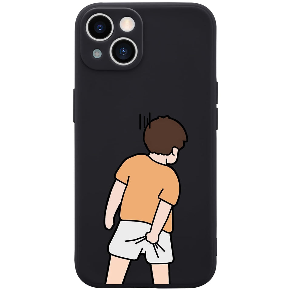Wihytec Funny Boy Phone Case for iPhone 12 Silly Case Cover Liquid Silicone Soft Gel Rubber Durable Matt Phone Cover with Microfiber Lining Protective Cover