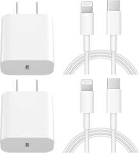 Wall Charger Block with 2 Pack USB C to Lightning Cables for iPhone