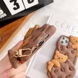 Yatchen for iPhone Case Cookie Bear Kawaii with Strap Lanyard 3D Cartoon Bear