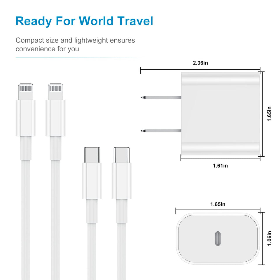 Apple MFi Certified iPhone Fast Charger, 20W  with USB C to Lightning Cable 6ft