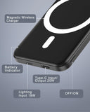 Podoru Mag-Safe Power Bank, Mini 5000mAh Magnetic Battery Pack Power Bank with USB-C Cable 20W Fast Charging Ultra Slim for MagSafe Charger Portable for iPhone 16/15/14/13/12/ All Series-Black