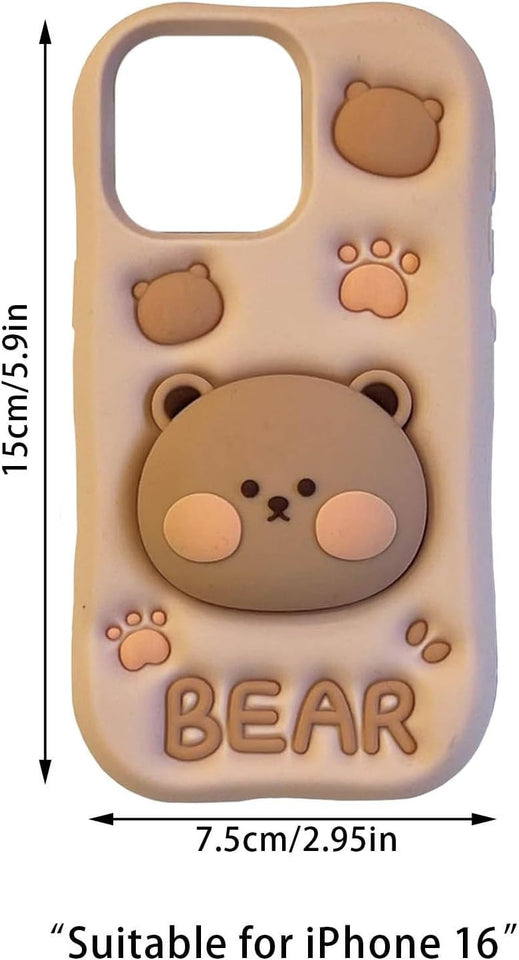 3D  Case for iPhone 16/15 Series Cute Bear Phones Protection Case