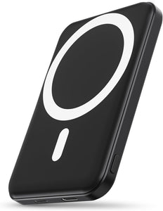 Podoru Mag-Safe Power Bank, Mini 5000mAh Magnetic Battery Pack Power Bank with USB-C Cable 20W Fast Charging Ultra Slim for MagSafe Charger Portable for iPhone 16/15/14/13/12/ All Series-Black