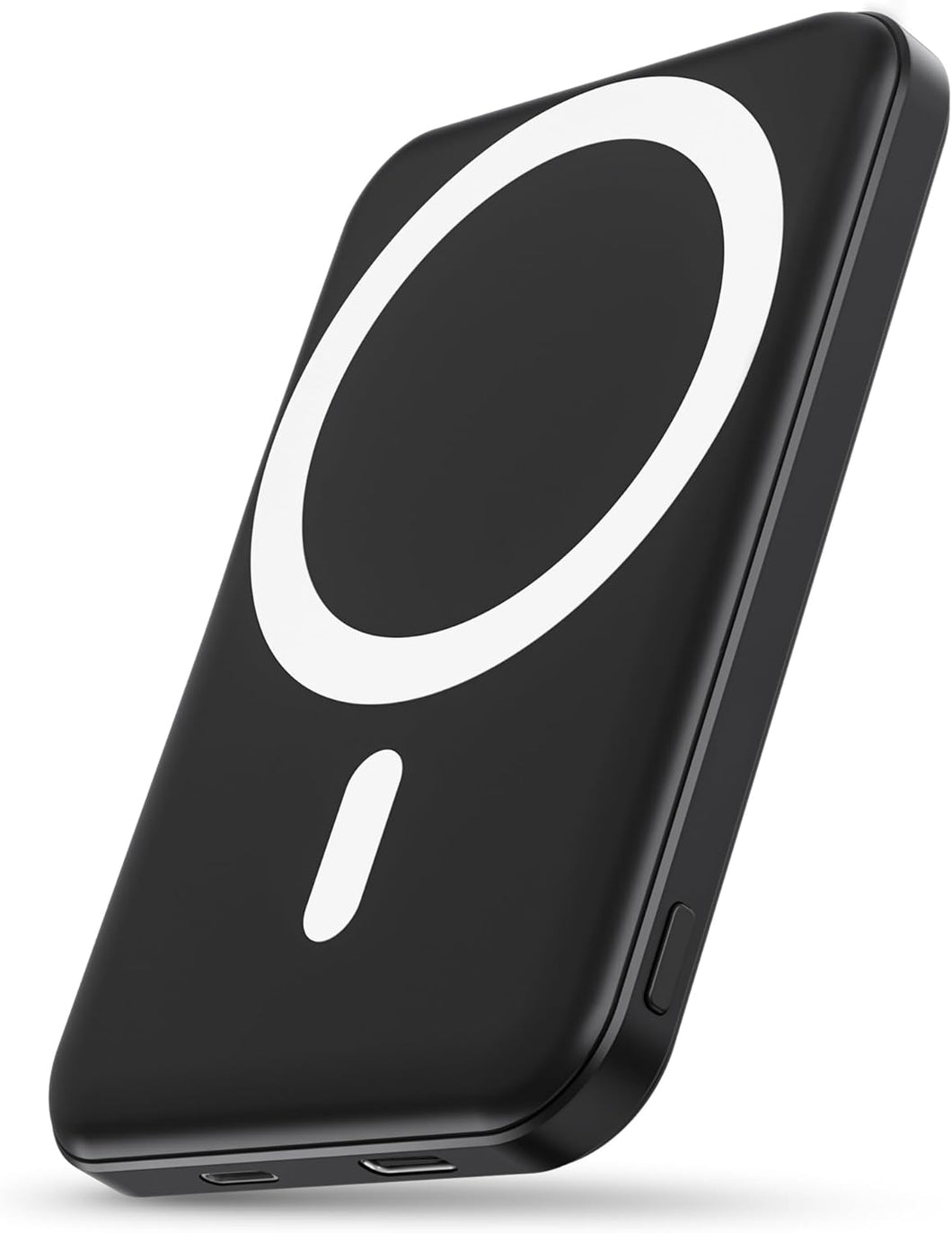 Podoru Mag-Safe Power Bank, Mini 5000mAh Magnetic Battery Pack Power Bank with USB-C Cable 20W Fast Charging Ultra Slim for MagSafe Charger Portable for iPhone 16/15/14/13/12/ All Series-Black