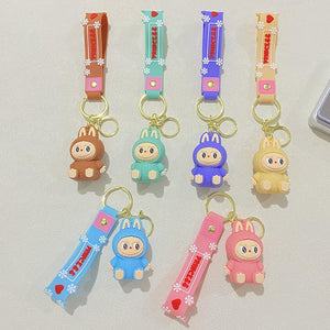 Miokkley Labubu Keychain, Cute Labubu Doll Wristlet Accessories