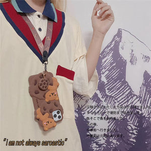Yatchen for iPhone Case Cookie Bear Kawaii with Strap Lanyard 3D Cartoon Bear