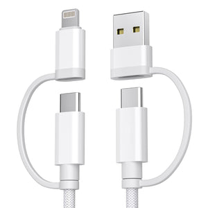 Basesailor for iPhone 16 15 Charging Cable,4 in 1 USB C Cable 6.6ft,60W Multi Universal Charger Cord with USB A/Lightning Adapter for AirPods Pro 2 2023,Max 2024,iPad mini 7 6,Apple 14 13 iWatch 10 9