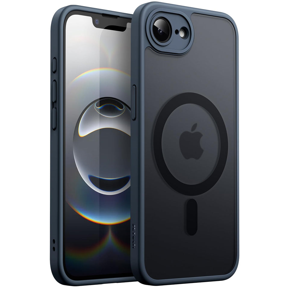 JETech Magnetic Case for iPhone 16e 6.1-Inch 2025 Compatible with MagSafe, Translucent Matte Back Slim Shockproof Phone Cover (Black)
