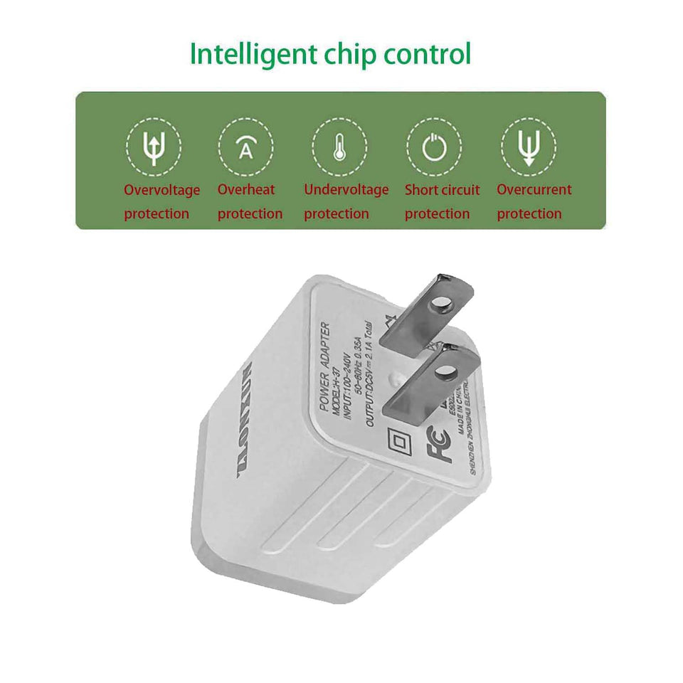 5V/2.1A USB Wall Charger Plug Adapter