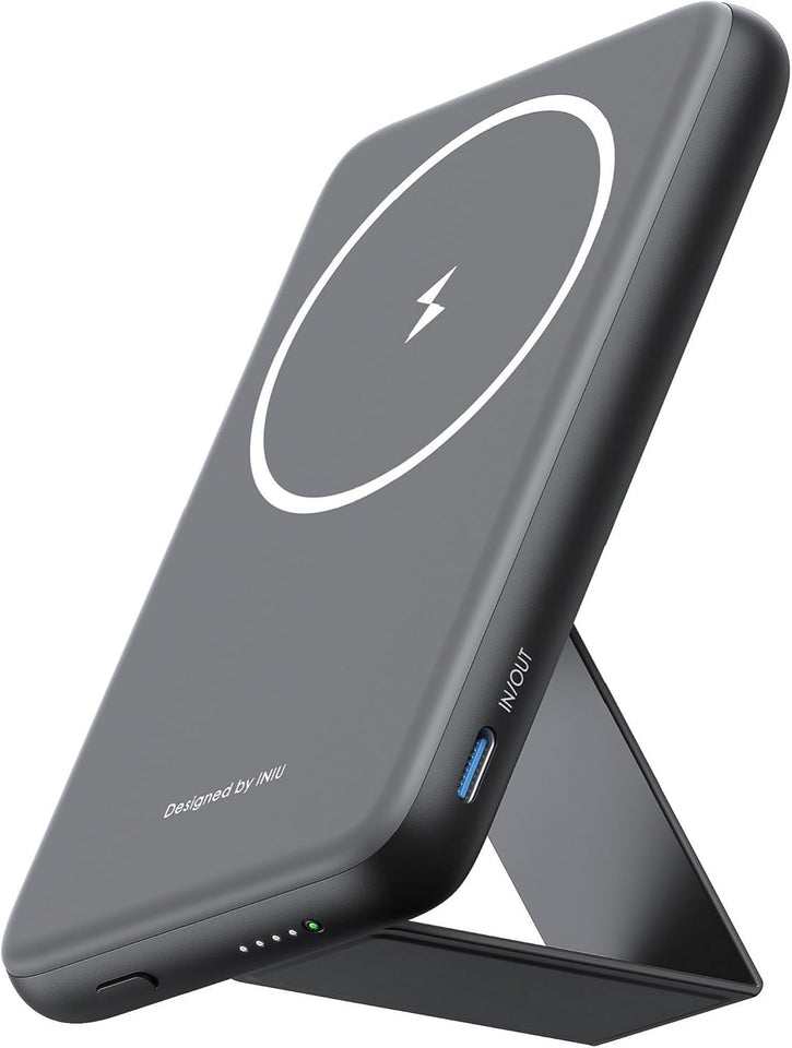 INIU for MagSafe Portable Charger, Ultra Slim 5500mAh 20W Magnetic Power Bank with Foldable Stand, USB-C in&Out Wireless Battery Pack, for iPhone 16/16 Plus/16 Pro/16 Pro Max, iPhone 15/14/13/12