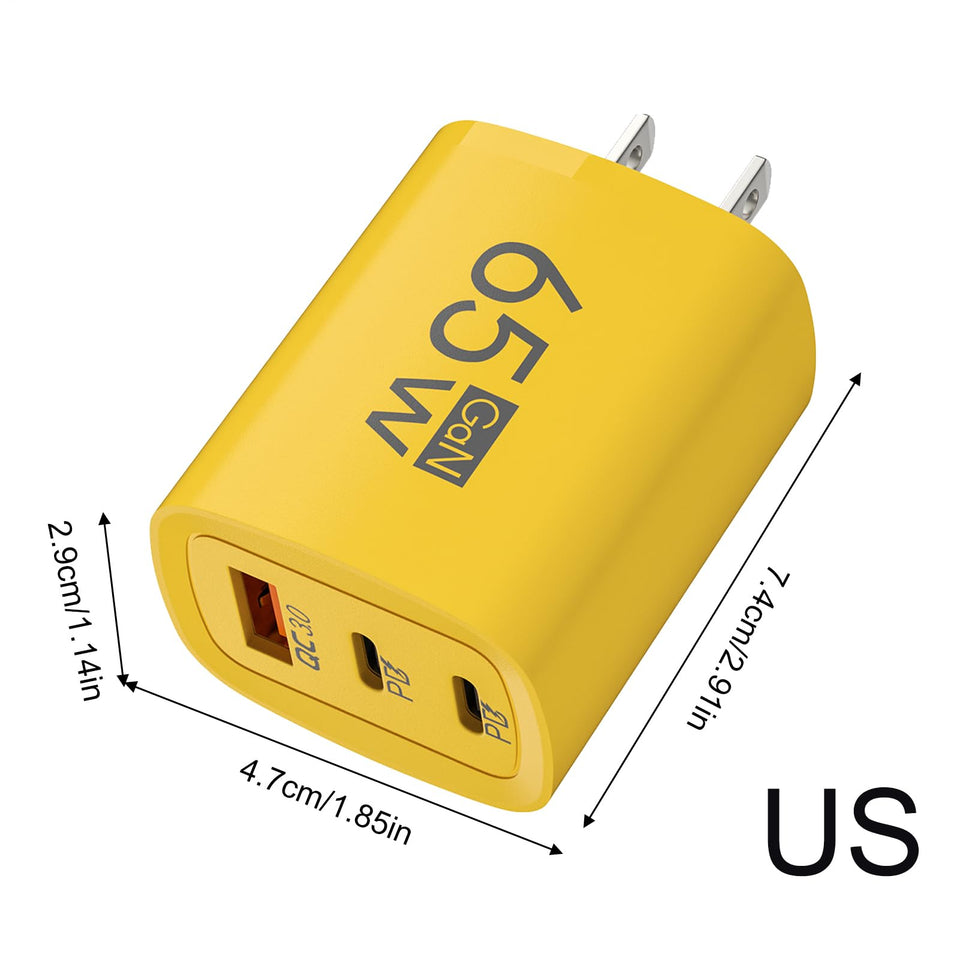 Wall Charger with USB and USB C Ports - 3 Port Adapte