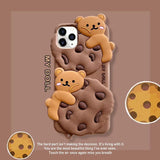 Yatchen for iPhone Case Cookie Bear Kawaii with Strap Lanyard 3D Cartoon Bear