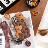 Yatchen for iPhone Case Cookie Bear Kawaii with Strap Lanyard 3D Cartoon Bear