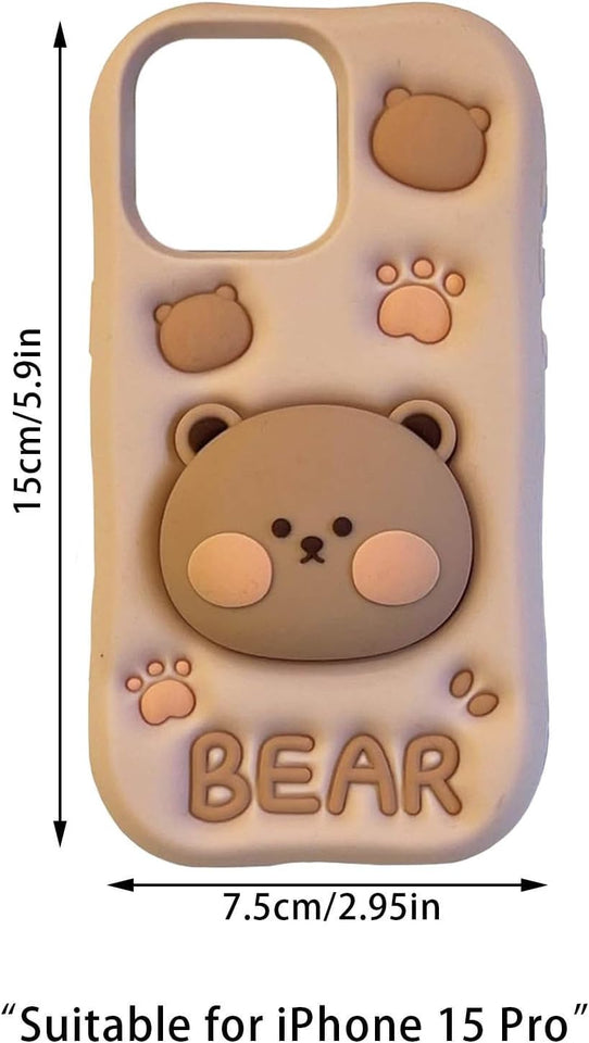 3D  Case for iPhone 16/15 Series Cute Bear Phones Protection Case