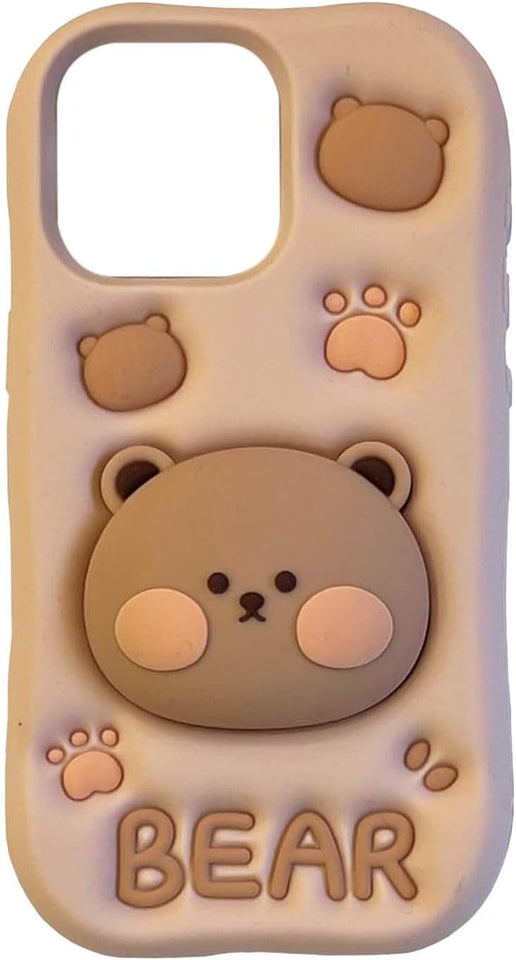 3D  Case for iPhone 16/15 Series Cute Bear Phones Protection Case