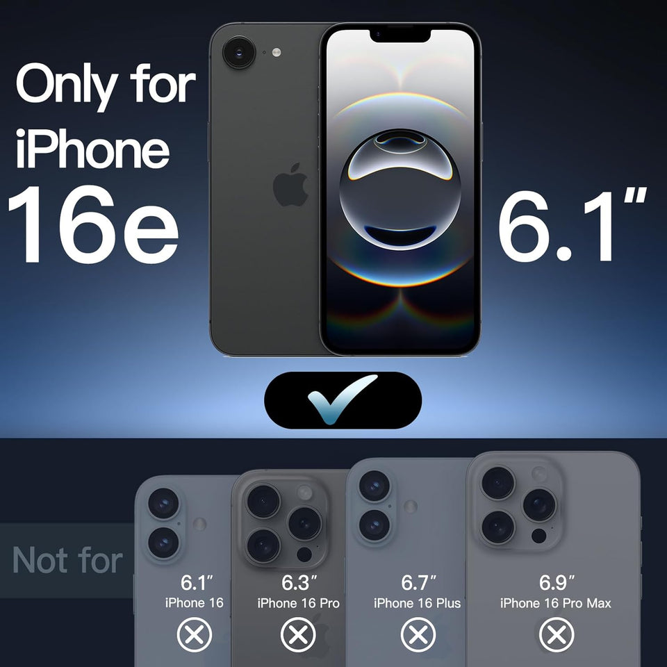JETech Magnetic Case for iPhone 16e 6.1-Inch 2025 Compatible with MagSafe, Translucent Matte Back Slim Shockproof Phone Cover (Black)