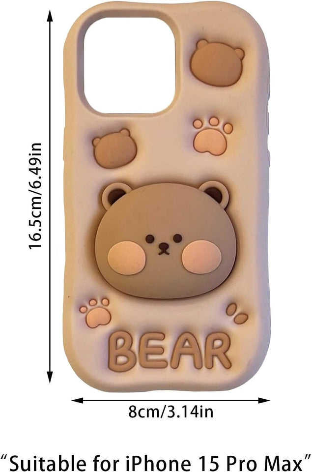 3D  Case for iPhone 16/15 Series Cute Bear Phones Protection Case