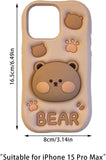 3D  Case for iPhone 16/15 Series Cute Bear Phones Protection Case