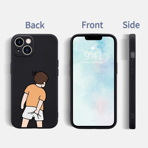 Wihytec Funny Boy Phone Case for iPhone 12 Silly Case Cover Liquid Silicone Soft Gel Rubber Durable Matt Phone Cover with Microfiber Lining Protective Cover