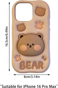 3D  Case for iPhone 16/15 Series Cute Bear Phones Protection Case