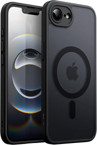 JETech Magnetic Case for iPhone 16e 6.1-Inch 2025 Compatible with MagSafe, Translucent Matte Back Slim Shockproof Phone Cover (Black)