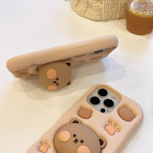 3D  Case for iPhone 16/15 Series Cute Bear Phones Protection Case