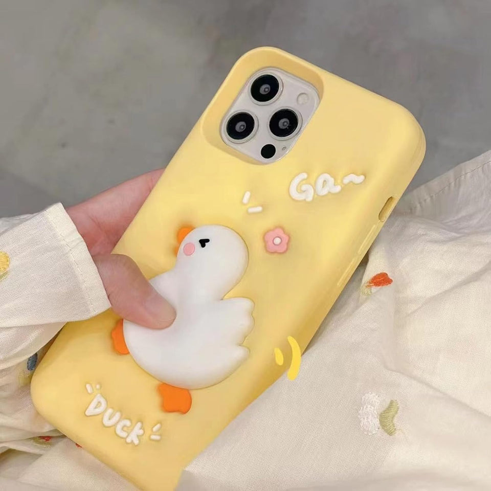 Funny 3D Cartoon Duck Phone Case for iPhone Cute Animal