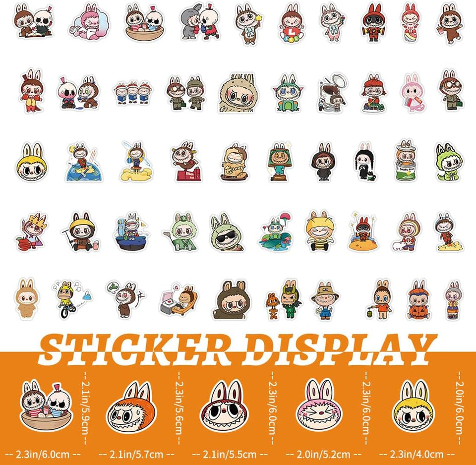 100 Pcs Cartoon Labubu Stickers, Cool Sticker  Waterproof Vinyl Decal