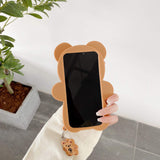 3D iPhone Cute Cartoon Bear Phone Case with Keychain Teddy Bear