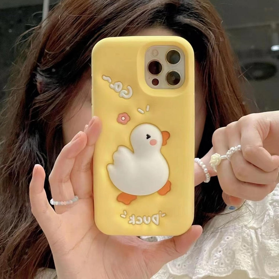 Funny 3D Cartoon Duck Phone Case for iPhone Cute Animal