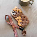 Yatchen for iPhone Case Cookie Bear Kawaii with Strap Lanyard 3D Cartoon Bear