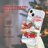 Newseego for iPhone 14 Christmas Case, Shockproof Anti-Yellow Hard PC + TPU Bumper Protective Cover Phone Case for Girls Children Cute Merry Case for iPhone 14-Red Car