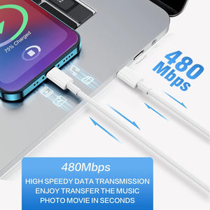 Wall Charger Block with 2 Pack USB C to Lightning Cables for iPhone