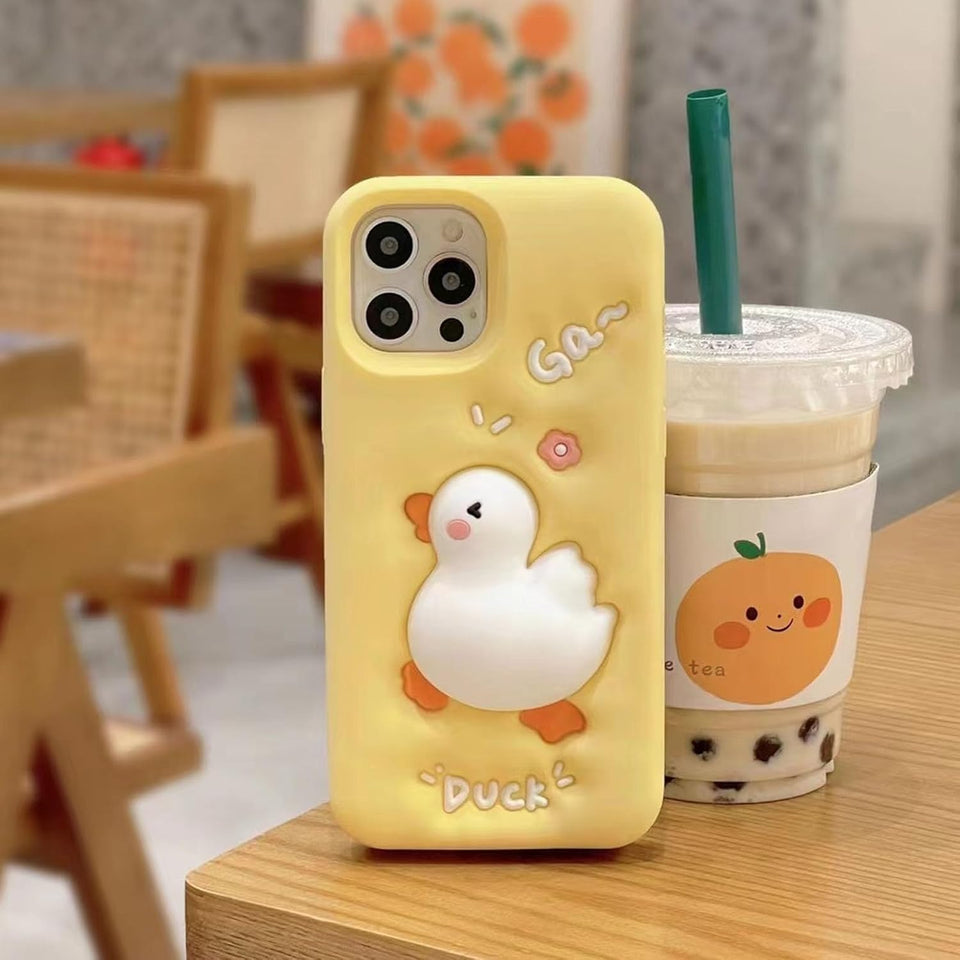 Funny 3D Cartoon Duck Phone Case for iPhone Cute Animal
