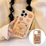 3D  Case for iPhone 16/15 Series Cute Bear Phones Protection Case