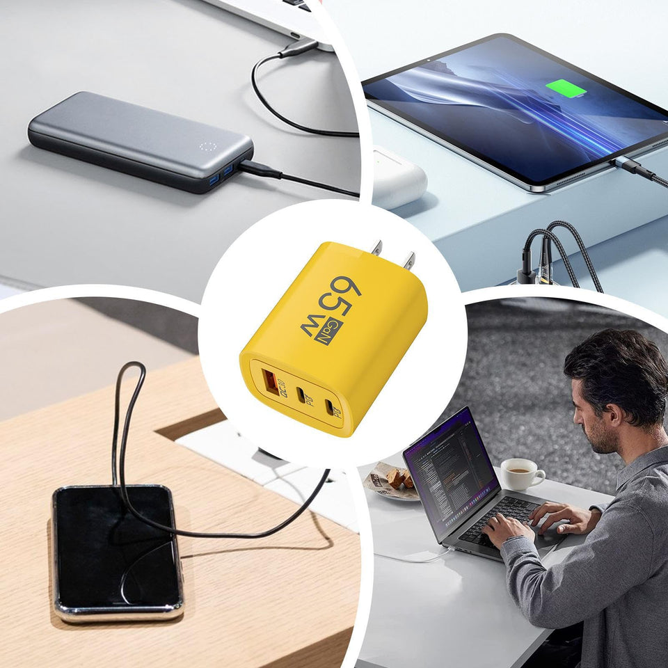 Wall Charger with USB and USB C Ports - 3 Port Adapte