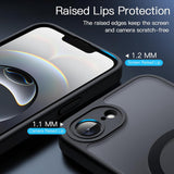JETech Magnetic Case for iPhone 16e 6.1-Inch 2025 Compatible with MagSafe, Translucent Matte Back Slim Shockproof Phone Cover (Black)