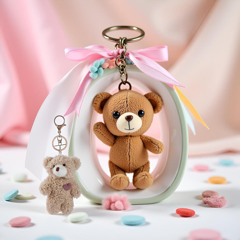 BWESOO Brown Bear Plush Keychain, Stuffed Animals Bag Pendant
