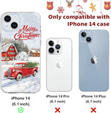Newseego for iPhone 14 Christmas Case, Shockproof Anti-Yellow Hard PC + TPU Bumper Protective Cover Phone Case for Girls Children Cute Merry Case for iPhone 14-Red Car