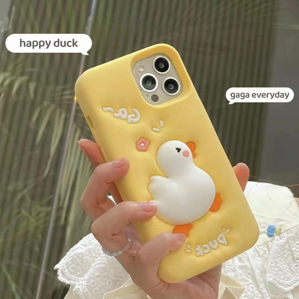 Funny 3D Cartoon Duck Phone Case for iPhone Cute Animal