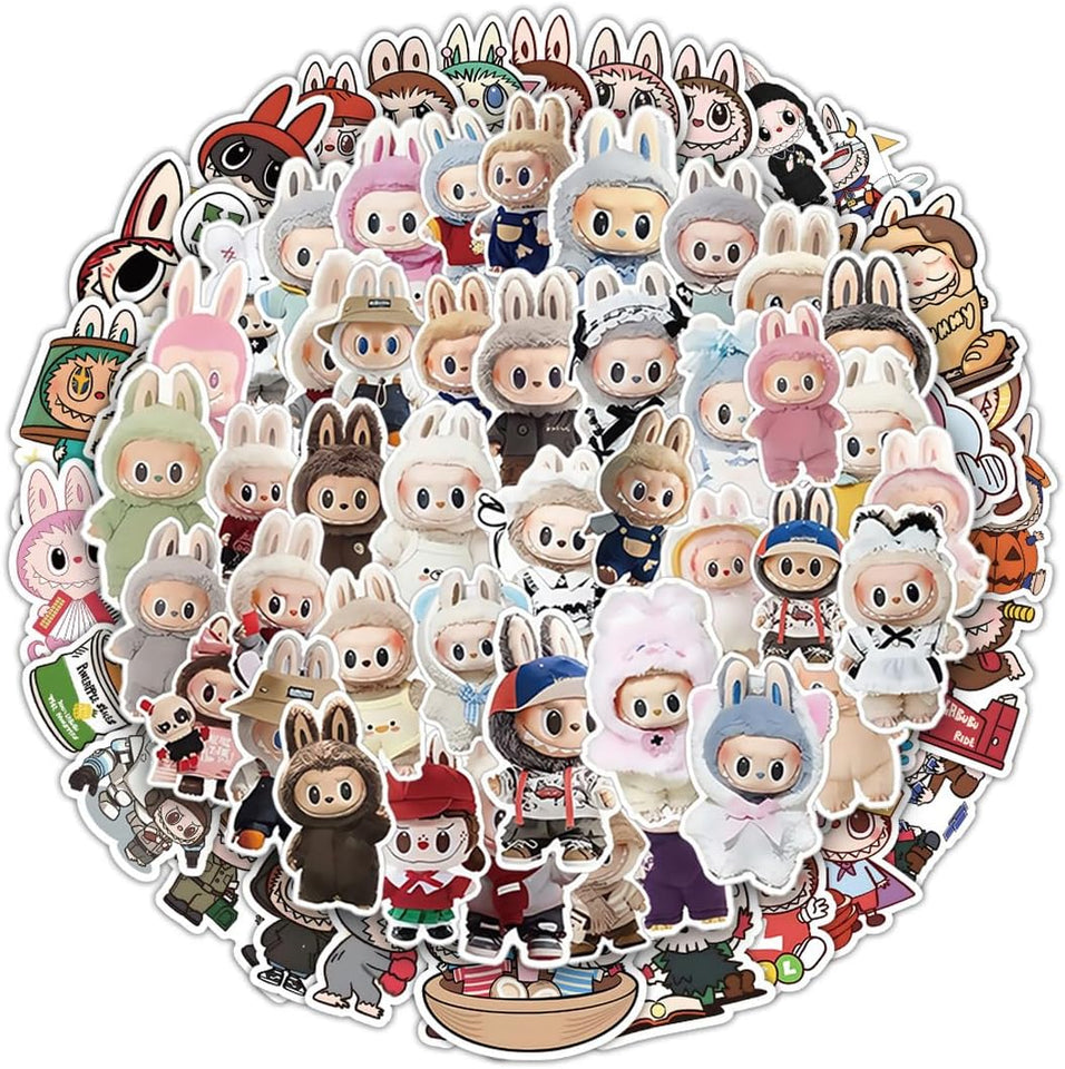 100 Pcs Cartoon Labubu Stickers, Cool Sticker  Waterproof Vinyl Decal