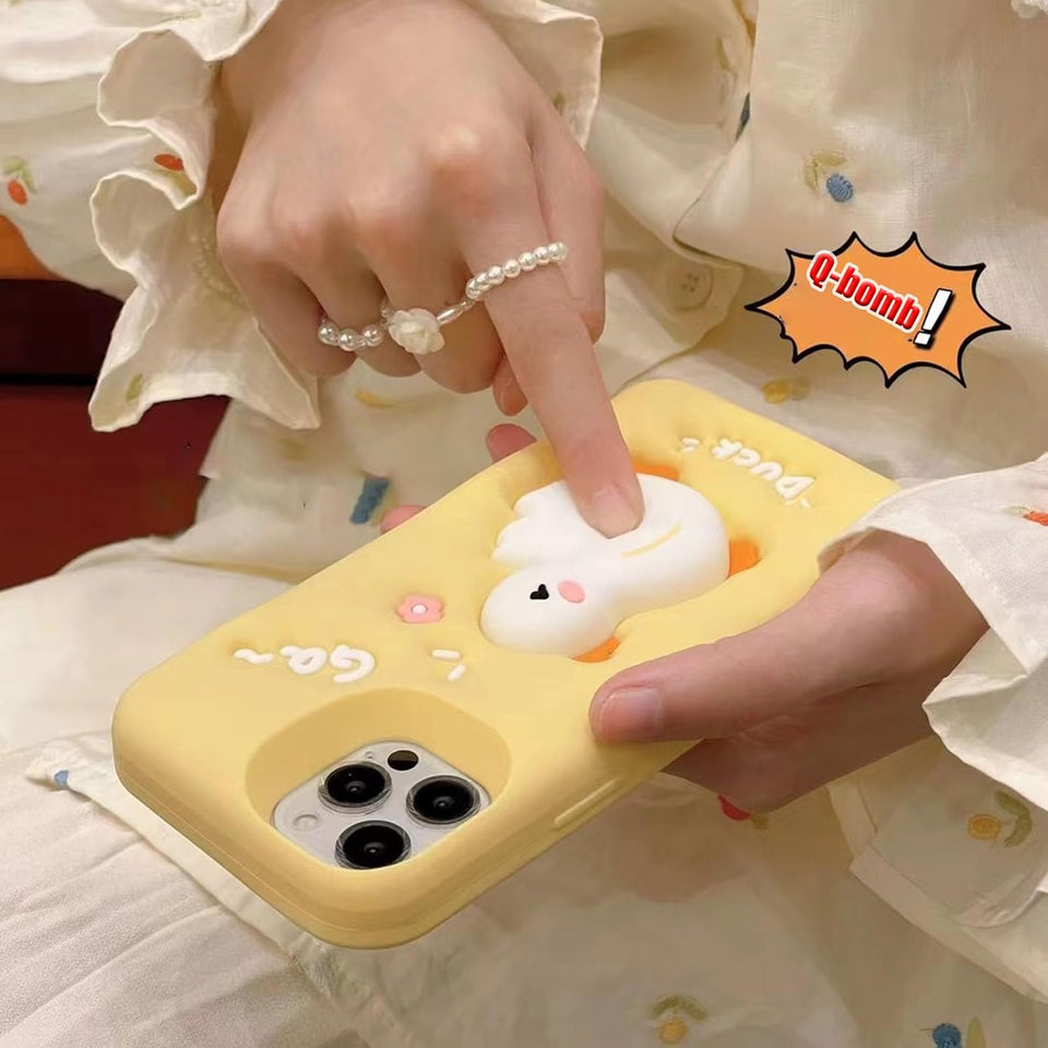 Funny 3D Cartoon Duck Phone Case for iPhone Cute Animal