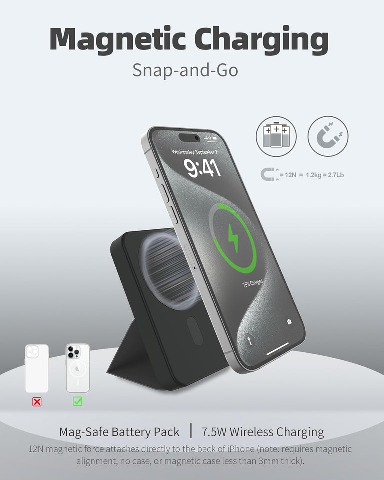 Magnetic Power Bank,5000mAh Mag-Safe Battery Pack