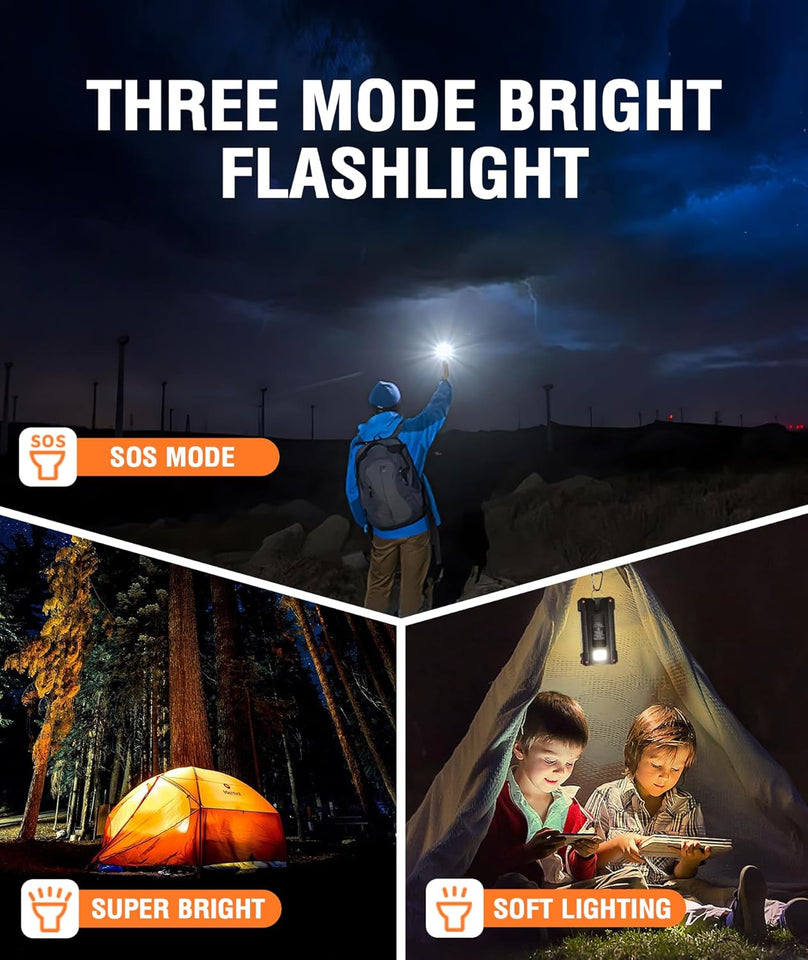 Solar Power Bank 38800mAh Portable Solar Charger 3 Ports Power Bank External Batteries 3 Solar Panels with Flashlight Light/SOS/Strobe (Orange, 38800mAh)