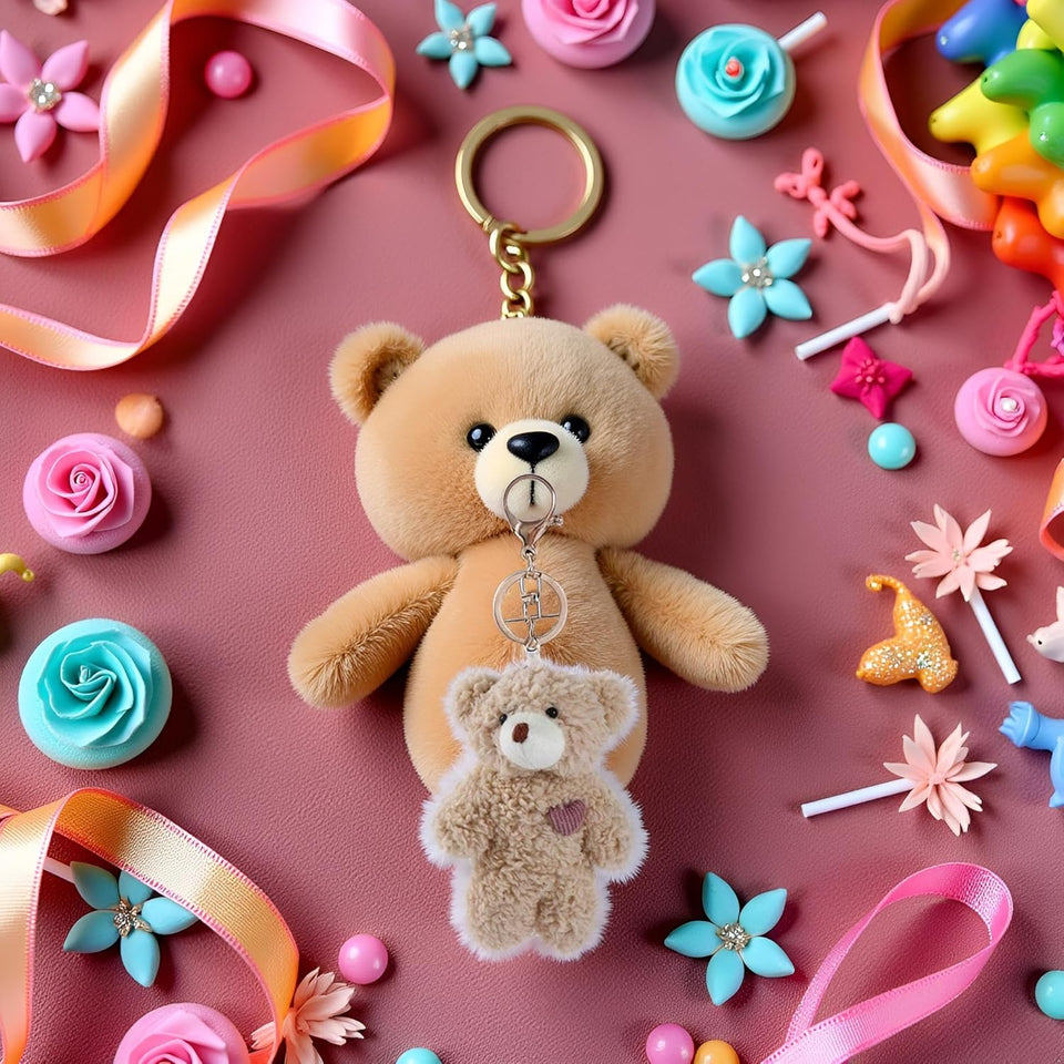 BWESOO Brown Bear Plush Keychain, Stuffed Animals Bag Pendant