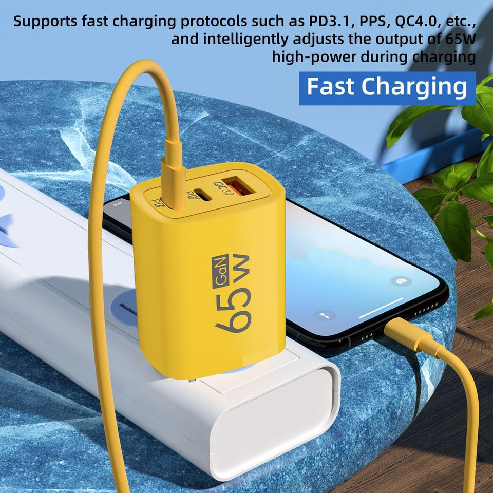 Wall Charger with USB and USB C Ports - 3 Port Adapte