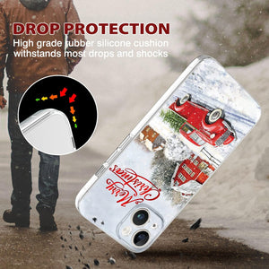 Newseego for iPhone 14 Christmas Case, Shockproof Anti-Yellow Hard PC + TPU Bumper Protective Cover Phone Case for Girls Children Cute Merry Case for iPhone 14-Red Car