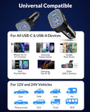 USB C Car Charger, 4-Port 90W Super Fast Car Phone Charger Accessories Dual 45W USB-C & USB-A Cargador Carro Adapter Cigarette Lighter for iPhone 16e 16 15 14 13 12, Samsung S25 S24, Tablet, Android